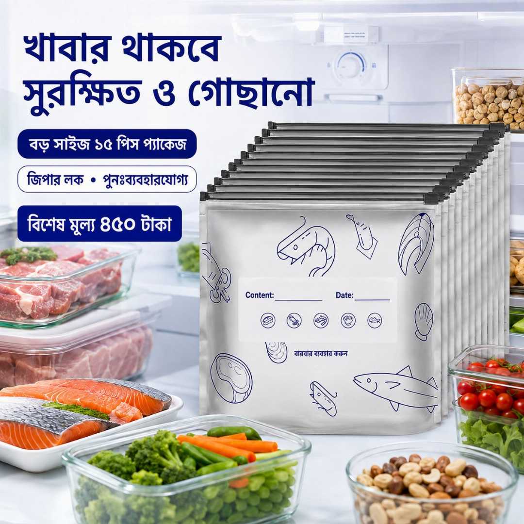 Aluminium Foil Storage Bag,
 Zipper Storage Bag, 
Food Storage Bag,
 Reusable Storage Bag, 
Aluminium Foil Zipper Bag,
 Food Storage Bag Bangladesh,
 Reusable Food Bag, 
Kitchen Storage Bag, 
Freezer Storage Bag,
 Food Organizer Bag